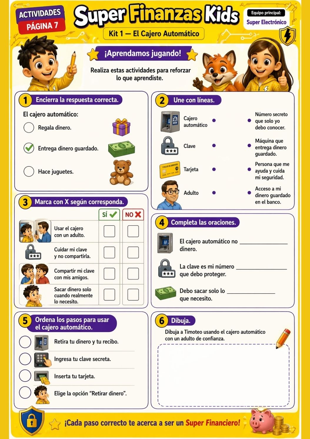 Vista previa de una página de actividades